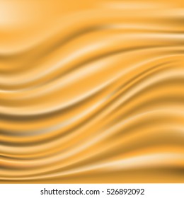 Abstract gold satin fabric wave luxury background vector illustration.