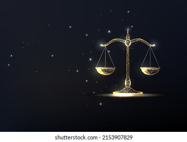 Abstract Gold Scales, Justice, Law, Judgement Concept. Vector Illustration. 