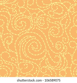 abstract gold seamless pattern with curling branches. Vector illustration