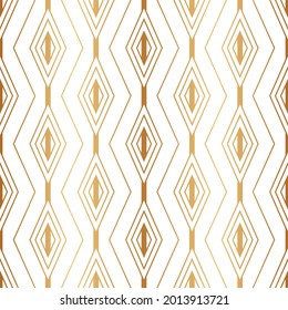 Abstract gold seamless pattern. Golden background for print. Golded diamond texture. Repeated pattern. Repeating modern stylish diamonds for design wallpapers, gift wrappers. Vector illustration