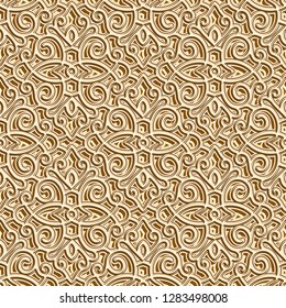 Abstract gold seamless pattern, vintage golden background, vector ornamental brocade texture