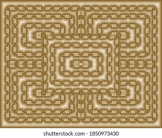 Abstract gold seamless symmetrical background pattern.