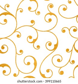 Abstract gold seamless vintage pattern with floral ornament. Design element for background, textile, paper packaging, wrapping paper and other. Vector illustration.