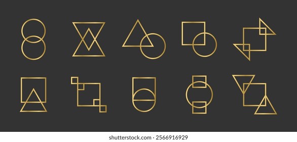 abstract gold shape outline vector pack