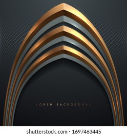 Abstract gold and silver arch template background