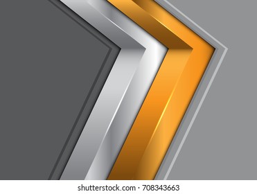 Abstract gold silver arrow on gray design modern futuristic background vector illustration.