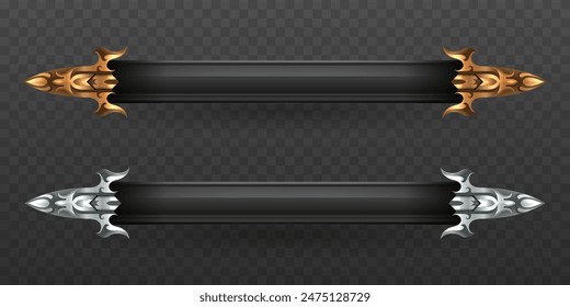 Abstrakte Gold und Silver Border Lower Third Game Titel Banner Bars Vorlage für Fantasy Game UI Designs