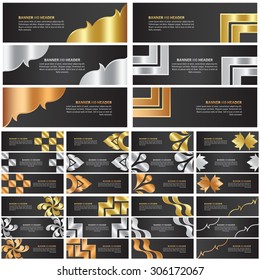 abstract gold, silver and bronze banner template design set