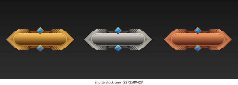 Botones de juego de oro, plata y bronce abstractos