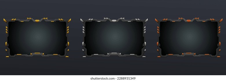 Abstract gold, silver and bronze game overlay screen panel frame template