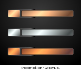 Abstract gold, silver and bronze lower third banner buttons for video screen title