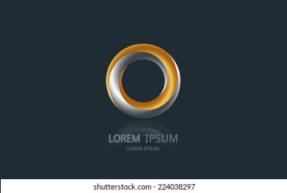 Abstract gold and silver circle logo. Vector logotype design.