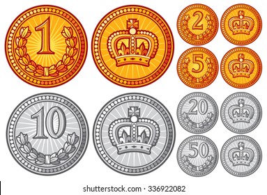 abstract gold and silver coins collection