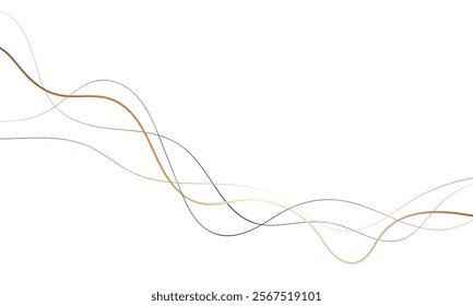 abstract gold silver flowing wave lines design for greeting card.