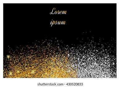 Abstract Gold And Silver Glitter Background. Golden Sparkles For Card.