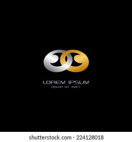 Abstract gold and silver icon. Vector business collection.