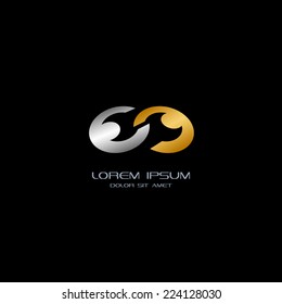 Abstract gold and silver icon. Vector business collection.