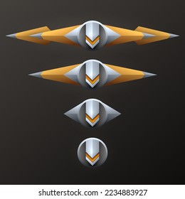 Abstract gold and silver level achievement rank badge buttons for game ui design