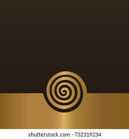 Abstract gold spiral background design. Swirl golden element isolated vector concept.