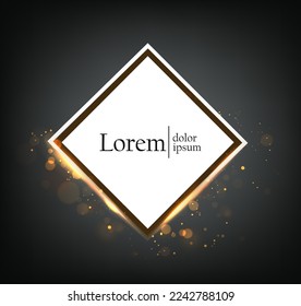 Abstract gold square white and gold background  frame with copy space for text.