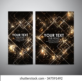 Abstract gold squares shining pattern. Brochure business design template or roll up. Vector illustration