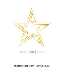 The Abstract Gold star with arrows vector design element on white background
