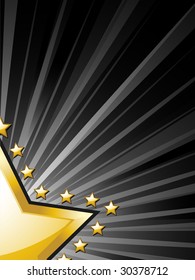 abstract gold star background with light beams