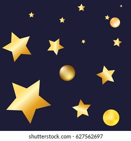 Abstract gold star design on blue background. Vector illustration