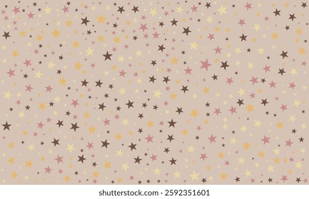 Abstract gold star pattern with dusty rose, warm gold, beige sand, and cocoa brown. Starry pattern with golden star glitter for soft, chic, and feminine designs.