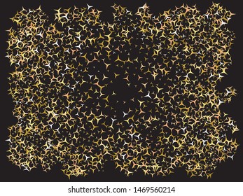 Abstract gold stars for holidays. Random glitter design's elements. Vector illustration layout. Gold trendy modern elegant background for anniversary, birthday celebrate or other festive event.