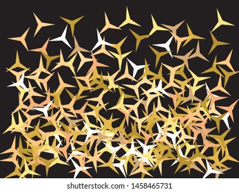 Abstract gold stars for holidays. Vector illustration object. Magic glitter design's elements. Gold trendy modern elegant background for anniversary, birthday celebrate or other festive event.