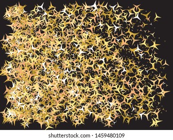 Abstract gold stars for holidays. Vector illustration concept. Fresh glitter design's elements. Gold trendy modern elegant background for anniversary, birthday celebrate or other festive event.