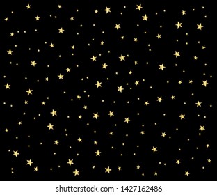 Abstract gold stars modern pattern. Vector.Texture of gold foil. Celebration, Falling golden decoration for party, birthday celebrate, anniversary or event, festival decor. illustration - Vector 