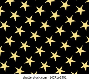 Abstract gold stars modern pattern. Texture of gold foil. Celebration, Falling golden abstract decoration for party, birthday celebrate, anniversary or event, festival decor. illustration - Vector 