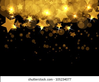 Abstract Gold Stars On Dark Vector Background