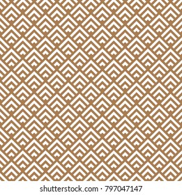 Abstract gold striped triangles row. Vector seamless background