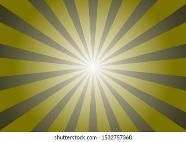 Abstract gold sunrise stripes on yellow background. Vector illustration