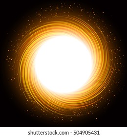 Abstract gold swirl round with white hole vector illustration
