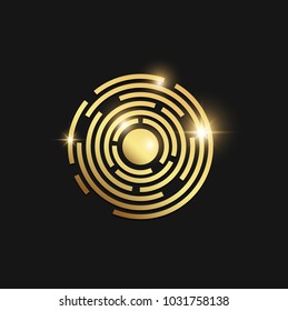 Abstract Gold Technology Circle Interface. Vector Eps.10 