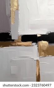 Abstract gold texture and black oil paint vector art painting