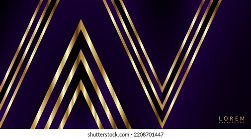 Abstract gold Triangle lines. dark blue background.