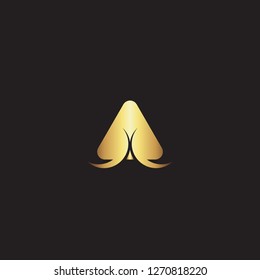 abstract gold triangle logo icon isolated in black