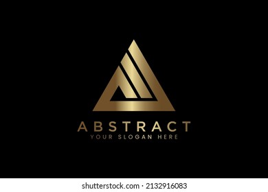plantilla de logotipo de triángulo de oro abstracto 
