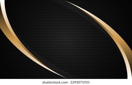 Abstract gold triangle metallic curve on grey circle mesh pattern design modern luxury futuristic background vector illustration.