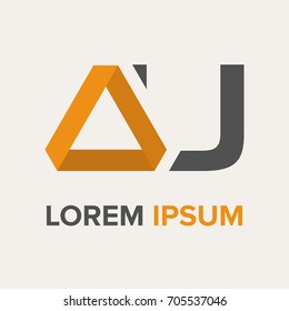 Abstract gold triangle vector illustration logo, sign, emblem for your company, identity, card with letter U. 