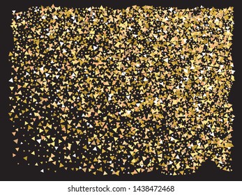 Abstract gold triangles for holidays. Geometric design's elements. Vector illustration object. Gold trendy modern elegant background for anniversary, birthday celebrate or other festive event.