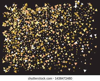 Abstract gold triangles for holidays. Vector illustration object. Geometric design's elements. Gold trendy modern elegant background for anniversary, birthday celebrate or other festive event.