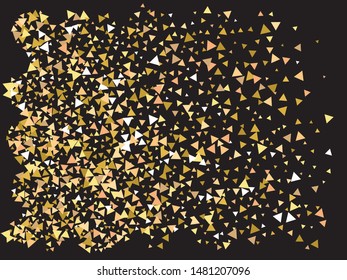 Abstract gold triangles for holidays. Vector illustration object. Fashionable design's elements. Gold trendy modern elegant background for anniversary, birthday celebrate or other festive event.
