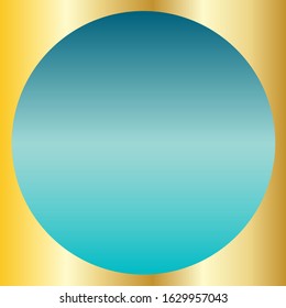 An abstract gold and turquoise colored circular border background image.