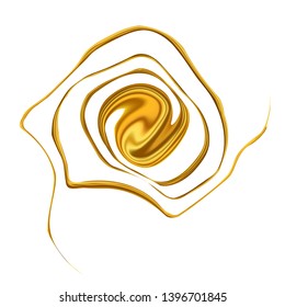Abstract gold twisted paint splash, colorful spiral. Vector illustration